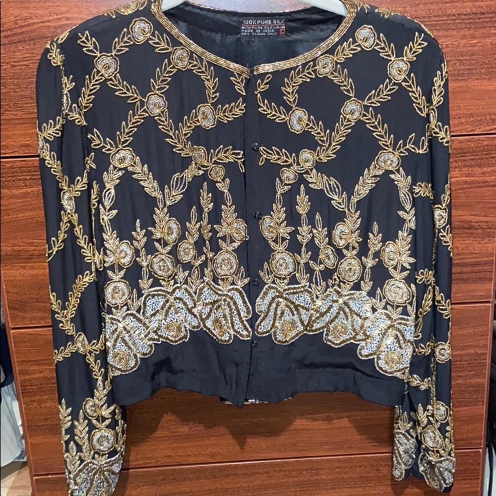 💯pure silk.. handmade vintage sequence !